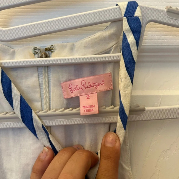 ! Lilly Pulitzer Iveigh Dress Blue Crush Bay Stripe sz 2 - Picture 6 of 7